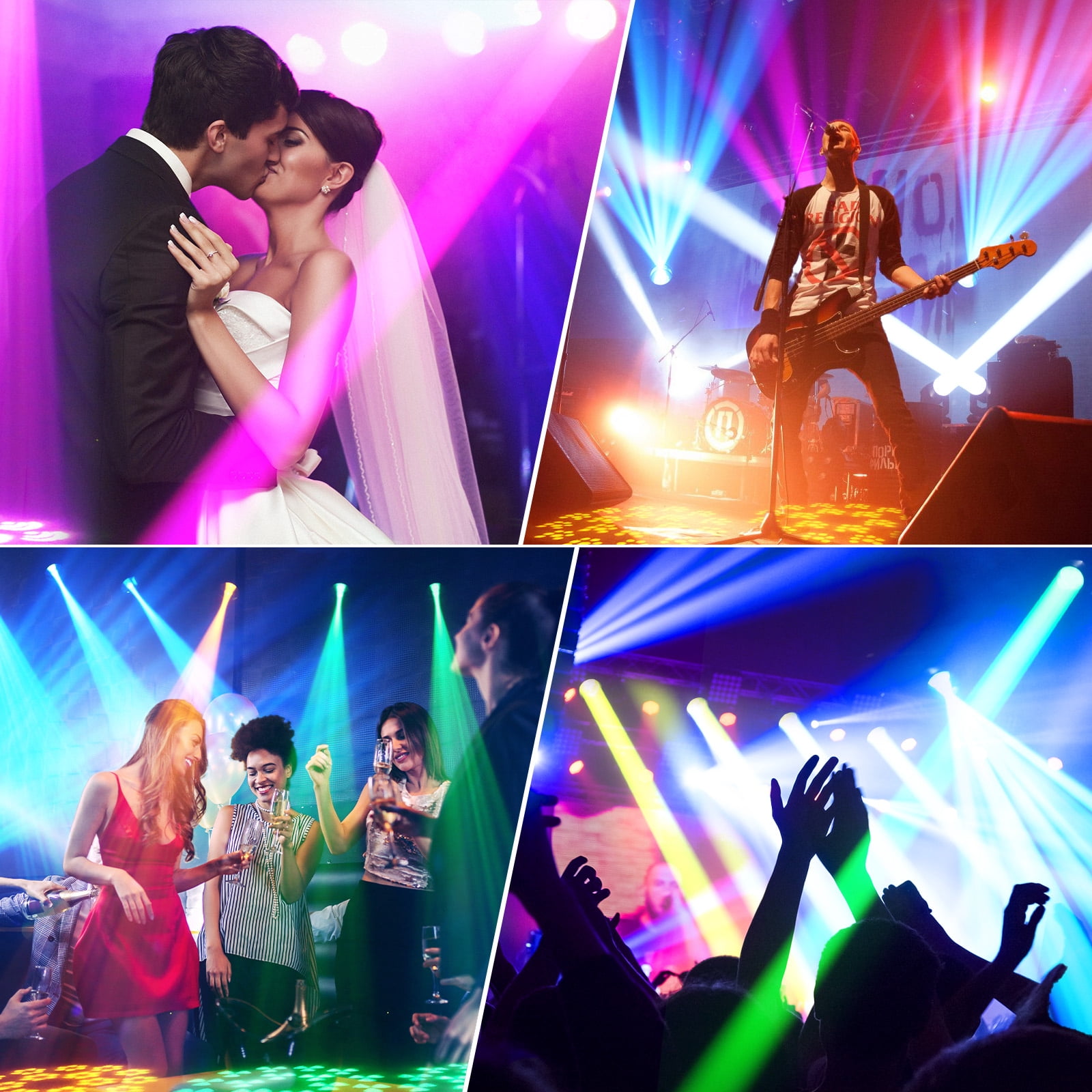 Moving Head DJ Light,18-Facet Rotating Prism Stage Lights ,14 GOBOs and 14 Colors Rainbow Effect Stage Light 14CH for Parties Wedding Halloween Christmas Club