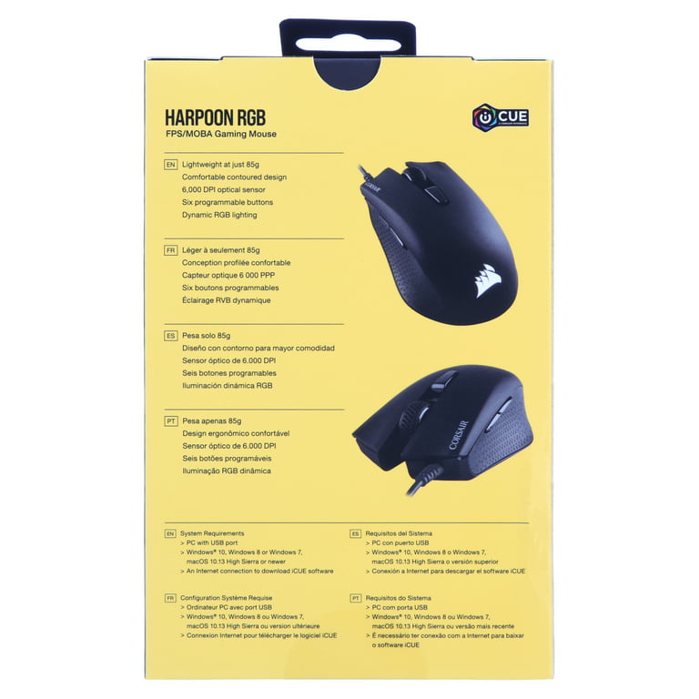 Corsair Gaming HARPOON RGB Gaming Mouse, Backlit RGB LED, 6000 DPI, Optical  