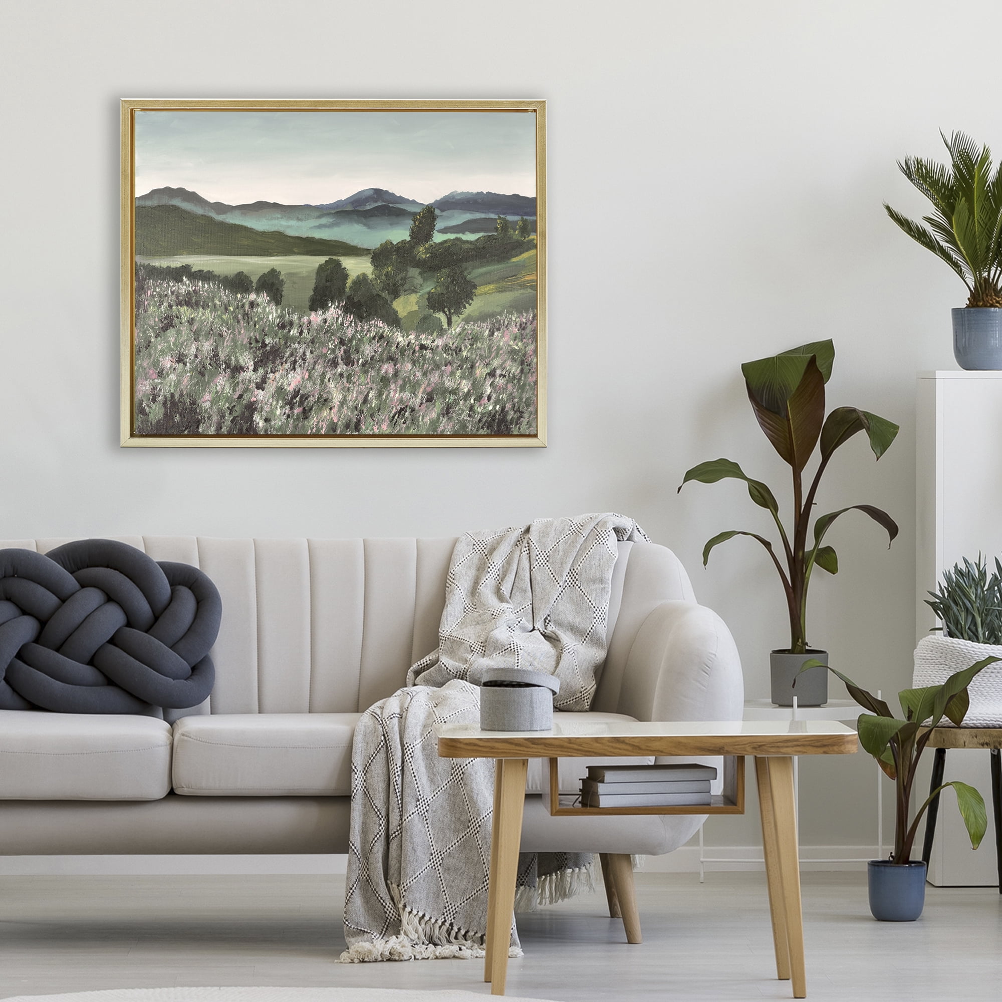 Stupell Industries Windblown Meadow Blooms Gold Framed Floater Canvas Wall Art, design by Lee Ann Zirbes
