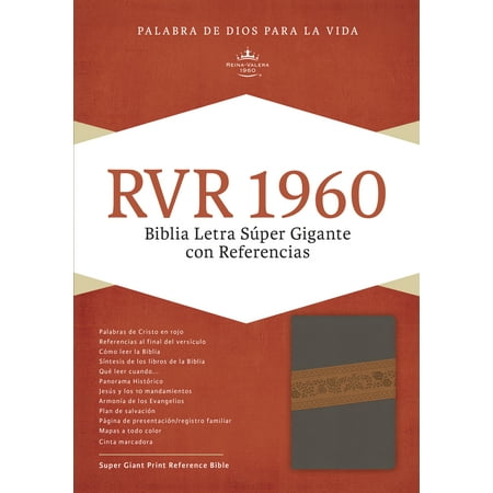 RVR 1960 Biblia Letra Súper Gigante, gris/marrón símil piel con índice
