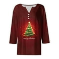 thumbnail image 4 of FDGIU Women's Christmas Tree Shirt 2025, Cute Print 3/4 Sleeve Crewneck Tunic Top for Holiday Casual Outfit Gifts, 4 of 5