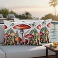thumbnail image 5 of Red Mushrooms Pillow Covers 2 Pack Watercolor Spring Yellow Mushroom Fern Plant Butterfly Pillowcase Waterproof Outdoor Throw Pillow Cover for Patio Balcony Rectangular Cushion 20”x12”, 5 of 9
