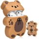 thumbnail image 1 of Llavero de oso con diseño de oso de galleta de dibujos animados, funda protectora completa de silicona compatible con funda Airpod 2 y 1 para niños y mujeres (marrón oscuro), 1 of 5