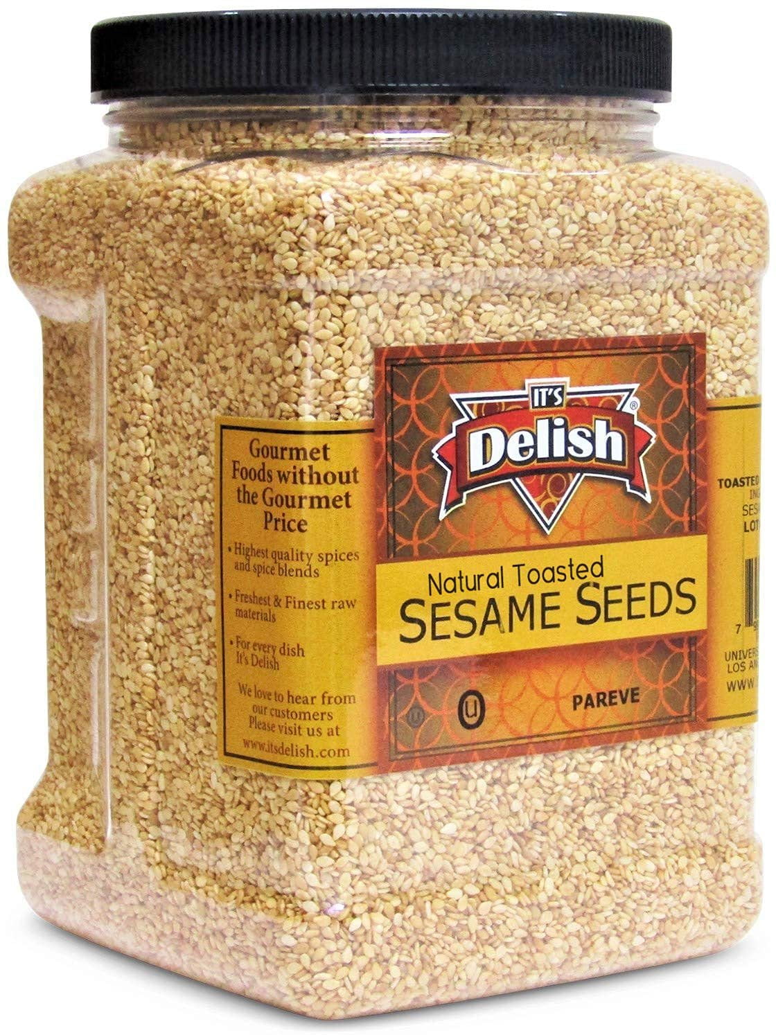 Natural Toasted Whole Sesame Seeds by It's Delish 38 OZ Jumbo Reusable