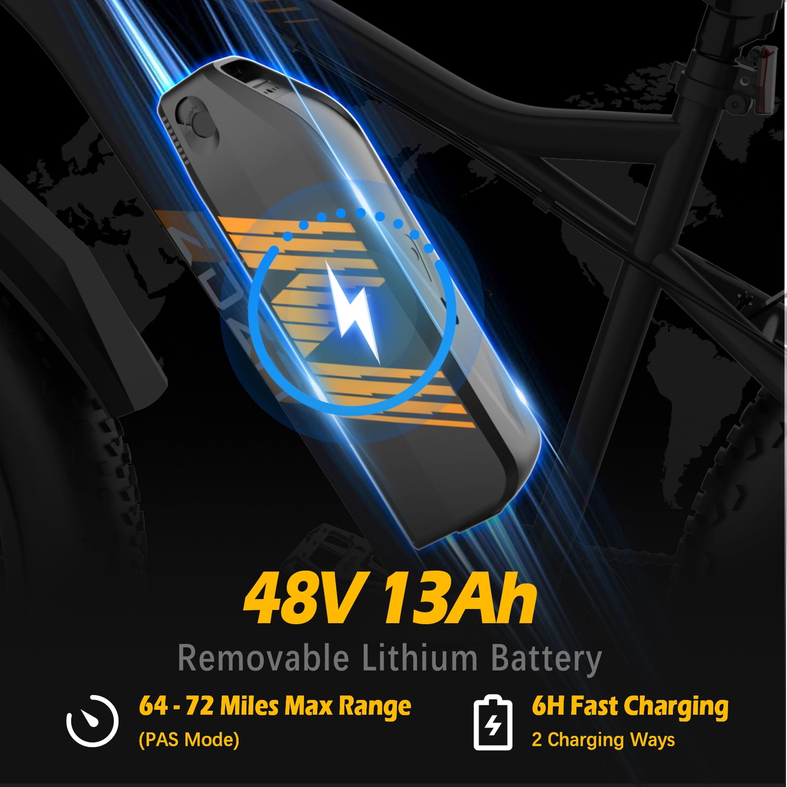 ZDZA Electric Bike for Adults, 1500W Peak E-Mountain Bicycle, 26" Fat Tire 28mph Ebike, 48V 624Wh Removable Battery 72Miles Range, 7 Speed and Dual Suspension UL2849