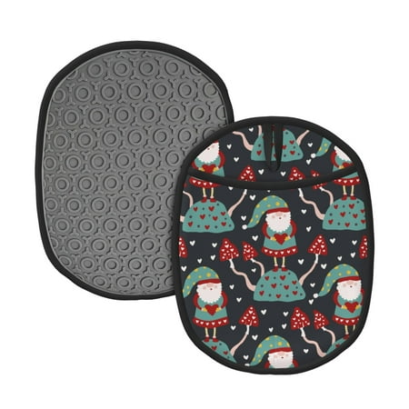 

Lukts Gnome With Mushroom 2 Print Silicone Pot Mat Mitten With Hanging Loop Heat Resistant Oven Mitts Non-Slip Bbq Baking Smoking Potholders