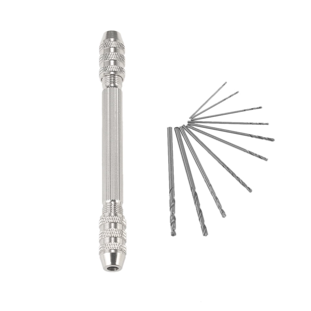 Metal Precision Pin Vise Model Hand Drill Set with 10pcs Twist Drill Bit Set 