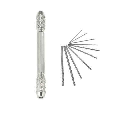 Professional Mini Hand Drill Set with 10pcs High-speed Steel Twist Drill Bit Set High Quality Drill Bit Holder Double Chuck Hand Drill Little Pin (Best Quality Drill Bit Set)