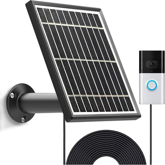 Solar Panel Compatible with Video Doorbell 3/3 Plus/4, Waterproof Charge Continuously,Includes Secure Wall Mount, 5.0M/16 ft Power Cable