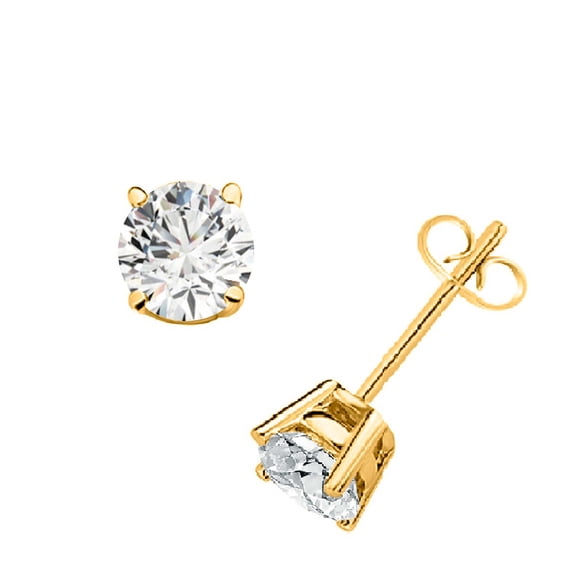 1/4 Carat F-G/VS Round Diamond Prong Set Stud Earrings For Women In 14K Solid Yellow Gold