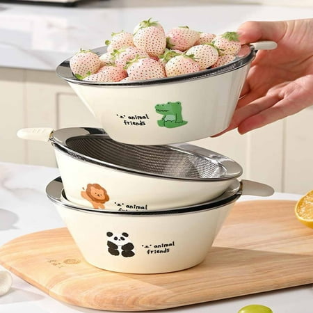 

kkbbma Clearance Under $5 304 Stainless Steel Colander with Bowl Set of 2 - 304 Stainless Steel Bowl Draining Basket Household Kitchen Cooking Mixing Dishes Wash Basin And Kneading Bowl Salad
