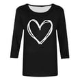 thumbnail image 4 of Ailaofu T-Shirts de la Saint-Valentin à Manches 3/4 Col Rond pour Femmes avec Imprimé Cœur Graphique, 4 of 5