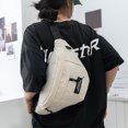 thumbnail image 1 of Fiudx Bolso Bandolera Deportivo Informal para Hombre, de Lona Versátil, con Correa Ajustable, Insignias y Colgante de Moda, Ideal para Ciclismo y Trabajo, Accesorio Urbano, Blanco, 35 X 17 X 11 Cm, 1 of 6