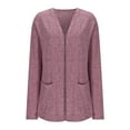 thumbnail image 5 of Fanxing Women's Chic Knitted Cardigan Casual Open Front V Neck Oversized Sweater Shrug Fall Jacket with Pocket Pink M, 5 of 7