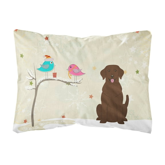 Carolines Treasures BB2528PW1216 Christmas Presents between Friends Labrador Retriever - Chocolate Canvas Fabric