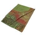 thumbnail image 4 of Paskmlna Border Pattern Double Layered Reversible Woven Pashmina Shawl Scarf Wrap Stole #08, 4 of 4