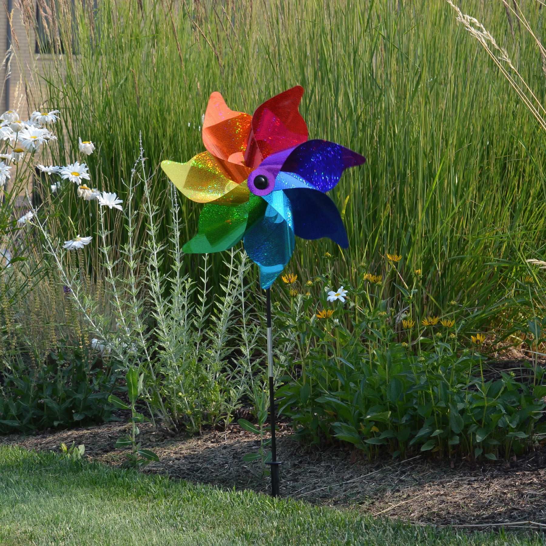 In the Breeze, Rainbow Poly Petal Pinwheel Spinner, 2870, 18-Inch