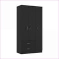 thumbnail image 5 of Armoires | Clark 3-Door Wardrobe with Drawers, Shelves & Clothing Rod | Black | Engineered Wood, 5 of 7