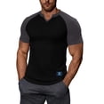 thumbnail image 6 of Fewfanhot Men's Slim Fit Raglan Sleeve Notch Neck T-Shirt, Ribbed Knit Color Block Casual Top, Breathable Fashion Tee for Men, S-3XL, 6 of 9