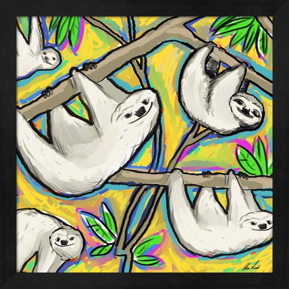 Sloth by Rick Novak, Framed Wall Art, 13.25W x 13.25H