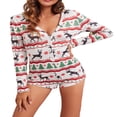 thumbnail image 4 of PENGXIANG Femmes Imprimé Pyjamas à Manches Longues Shorts Bodycon Combinaisons, 4 of 6