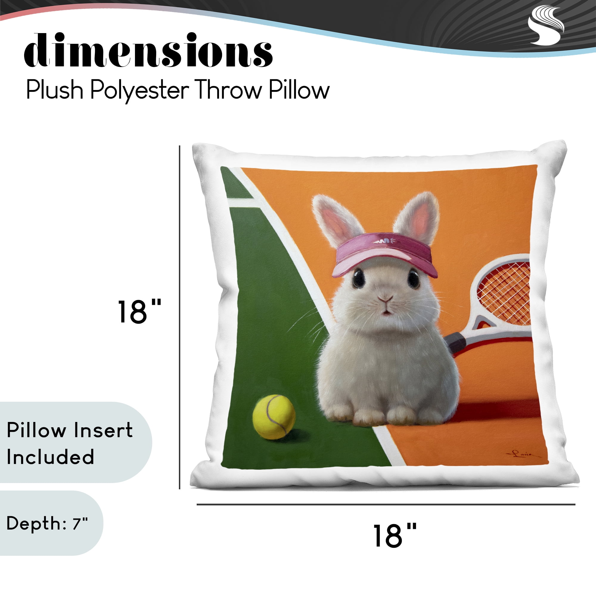 Stupell Industries Match Ready Tennis Bunny Decorative Printed Throw Pillow, design by Lucia Heffernan, 18 x 7 x 18