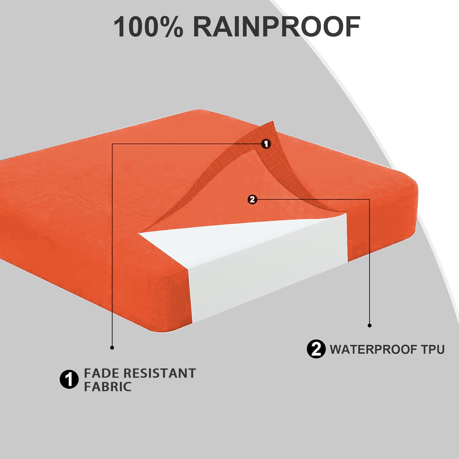 Outdoor Seat Cushions for Patio Furniture Set of 24x24 Inch for Waterproof Replacement Cushions with Removable Cover for Chair Yard Garden Deck，Orange