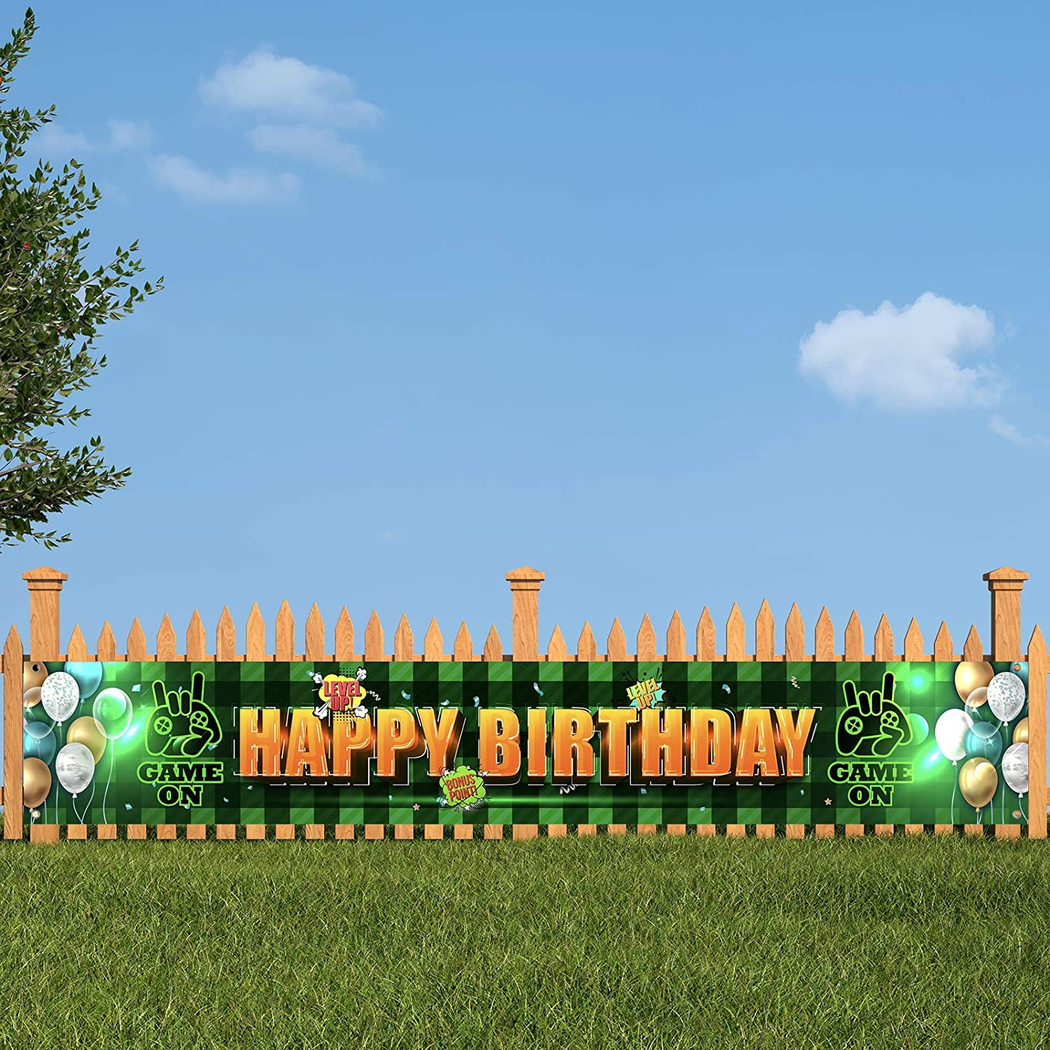 Large Video Game Happy Birthday Game On Banner Video Game Party Supplies Happy Birthday Gaming Banner Gaming Birthday Baby Shower Party Supplies Decorations For Boys 9 8 X 1 6 Ft Walmart Com Walmart Com