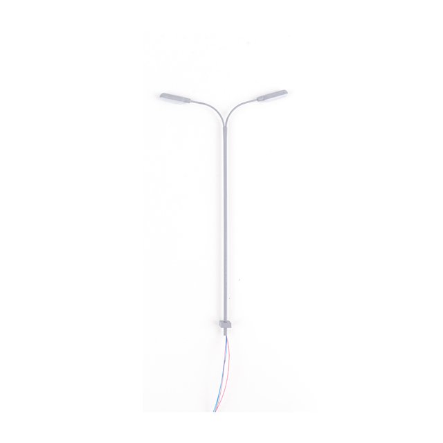 Moyic Modelo de lámpara de vía férrea para interior y exterior, paisaje de autoensamblaje, Mini luces de 2 cabezales, escena de DIY, poste de Artesanía (1:87) (blanco cálido) Moyic HA066717-02
