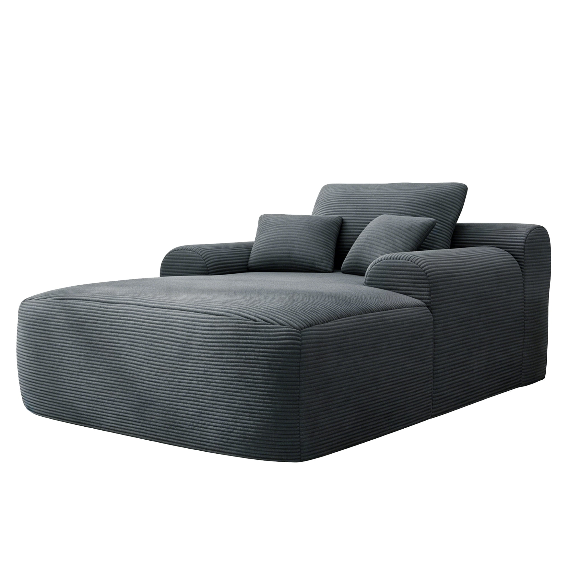 Leumius Oversized Chaise Lounge Chair Indoor, Cozy Boneless Sleeper Sofa Bed with Wide Armrest & Throw Pillows for Living Room,Bedroom,No Assembly Required,Gray(Corduroy)