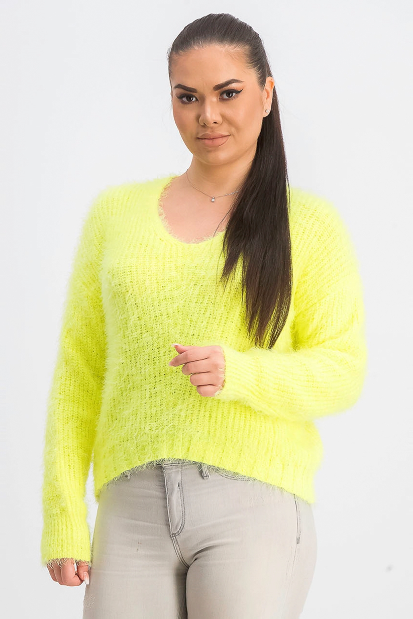 Freshman Juniors' Fuzzy V-Neck Sweater 
