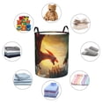 thumbnail image 4 of Balery Castle Red Green Sky Dragon Cesta de ropa redonda con asas, impermeable, independiente, para ropa, juguetes, dormitorio y familia-Small, 4 of 6