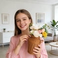 thumbnail image 6 of Tall Handwoven Rattan Wicker Vase with Side Handles, Rustic Woven Flower Basket, Natural Rattan Decorative Art Vase for Dried Flowers, Pampas Grass, Farmhouse Autumn Home Table Floor Decor, 6 of 6