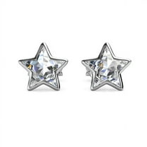 Cate & Chloe Lealani 18k White Gold Plated Dainty Stud Earrings for Women with Swarovski Crystals