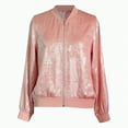 thumbnail image 4 of Towmus Women's Metallic Bomber Jacket Lightweight Zip Up Long Sleeve Fashion Jacket Outwear, 4 of 4