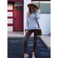 thumbnail image 4 of Womens Turtle-Neck Oversized Sweaters Casual Long Sleeve Pullover Loose Chunky Knit Jumper Light Blue M, 4 of 7