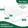 thumbnail image 2 of Eavesince 14in King Size Bed Frame with Headboard and Footboard,No Box Spring Needed,White, 2 of 6