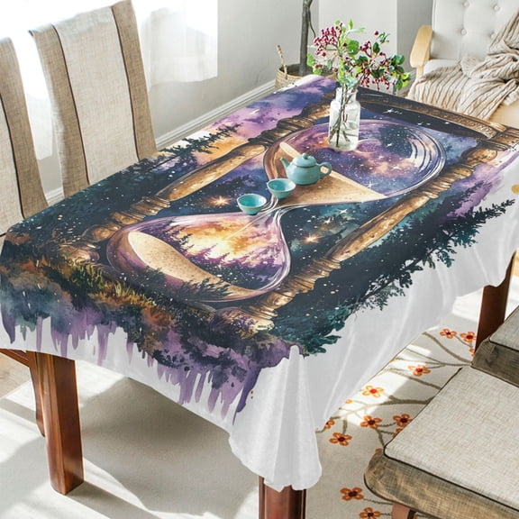 BZSMCE Square Tablecloth Mystical Hourglass Pattern Tableclothes