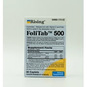 Rising Pharma - FoliTab 500 - Elemental Iron with Vitamin C and Folic Acid - 30 Caplets - Helps with Iron Deficiency