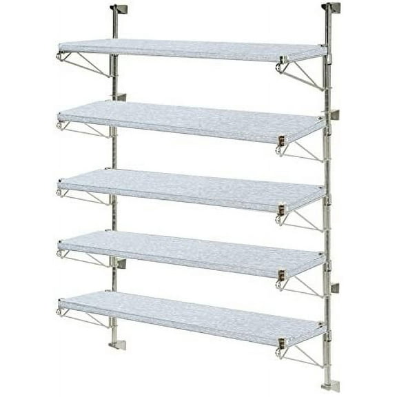 21" Deep x 30" Wide x 63" High Adjustable 5 Tier Solid Galvanized Wall Mount Shelving Kit