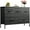 Charcoal Black Wood Grain Print, variant on Dresser for Bedroom with 5 Drawers, Wide Chest of Drawers, Fabric Dresser, Storage Organizer Unit with Fabric Bins for Closet, Living Room, Hallway, Floral Painted