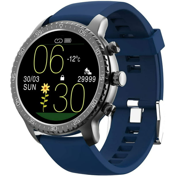 Smart Watch Android / iOS ,46mm Support QI Wireless Charging, 5ATM Waterproof Bluetooth Health Tracker with Heart Rate Monitor,Smartwatch for Women Men, (22 mm TPU Band Blue) - Walmart.com
