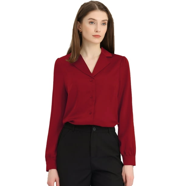 Top de manlarcon cuello camisero y botones pamujer Rojo M
