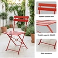 thumbnail image 5 of Yardgrace 3-Piece Folding Patio Bistro Set, Small Metal Outdoor Table and 2 Chairs Set, Weather-Resistant Balcony Furniture, No Assembly Required, Red, 5 of 8