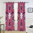 thumbnail image 6 of Coolnut Blackout Curtain Long Curtains for Bedroom & Living Room 84 inches Wild Buffalo Skull in Henna Tattoo Art Style Bathroom Window Curtain Bay Window Curtains, 6 of 7
