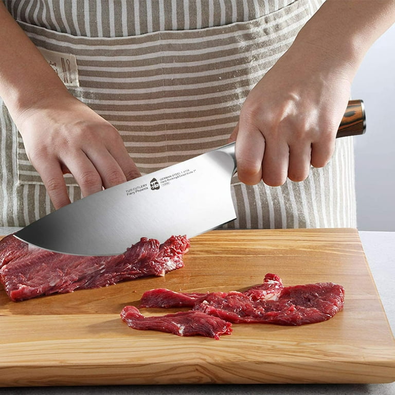 Japanese Steel Cleaver Big Chef Vegetable Chopping Knife 7.7 PearWood  Handle