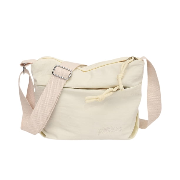 Bolso bandolera tipo cartera, elegante y moderno, para viajes y compras. Blanco
