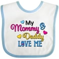 thumbnail image 3 of Inktastic My Mommy and Daddy Love Me with Hearts Boys or Girls Baby Bib, 3 of 4