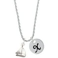 thumbnail image 1 of Delight Jewelry Silvertone Antiqued Sailboat Silvertone Script Initial Disc - X - Charm Necklace, 20"+3", 1 of 1