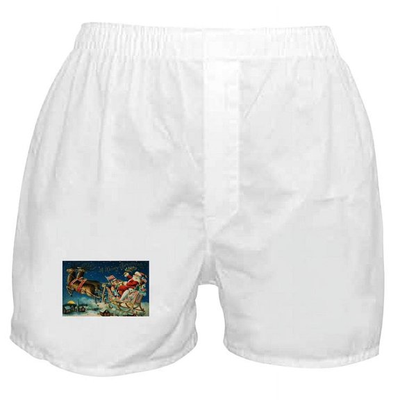 CafePress - Vintage Santa Sleigh Boxer Shorts - Men's Novelty Boxer Shorts